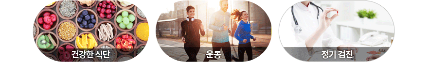 건강한 식단, 운동, 정기검진